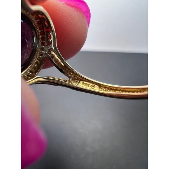 Swiss blue topaz and diamond 10k gold halo ring size 9 - Picture 7 of 11